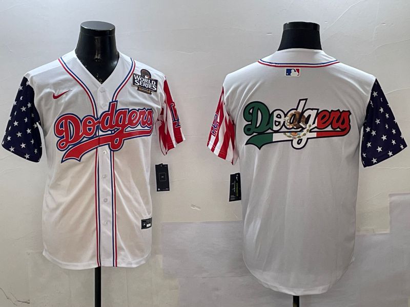 Men Los Angeles Dodgers Blank White a generation of national flags Joint name 2025 Nike MLB Jersey style 9